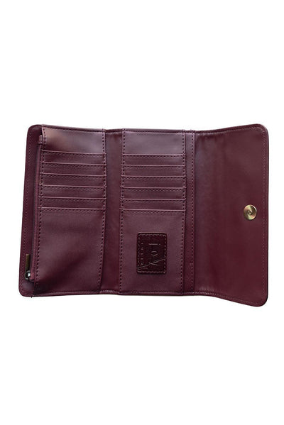 MARNIE BURGUNDY CROCK MINI TRI FOLD WALLET