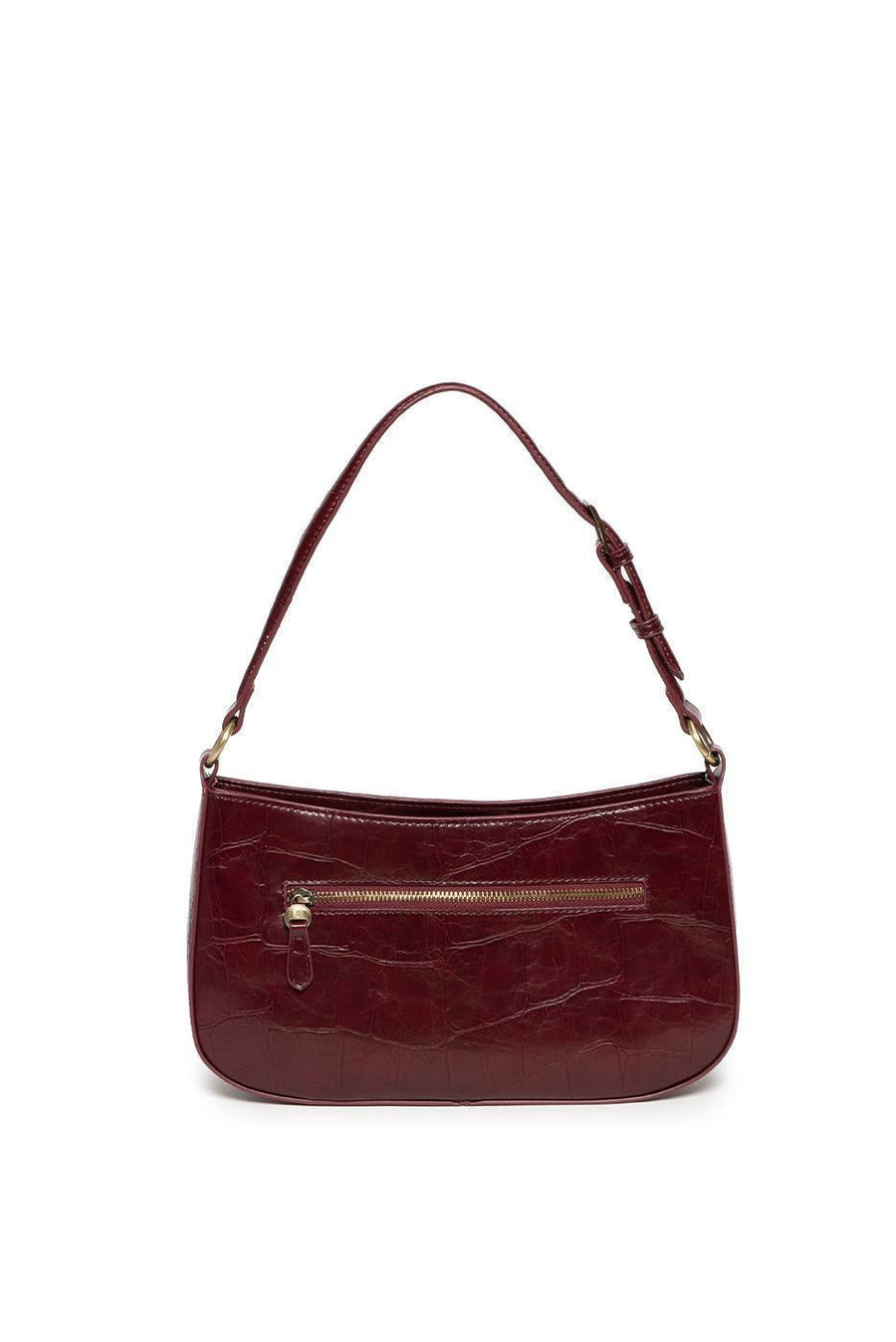 ERIN BURGUNDY CROCK SHOULDER BAG
