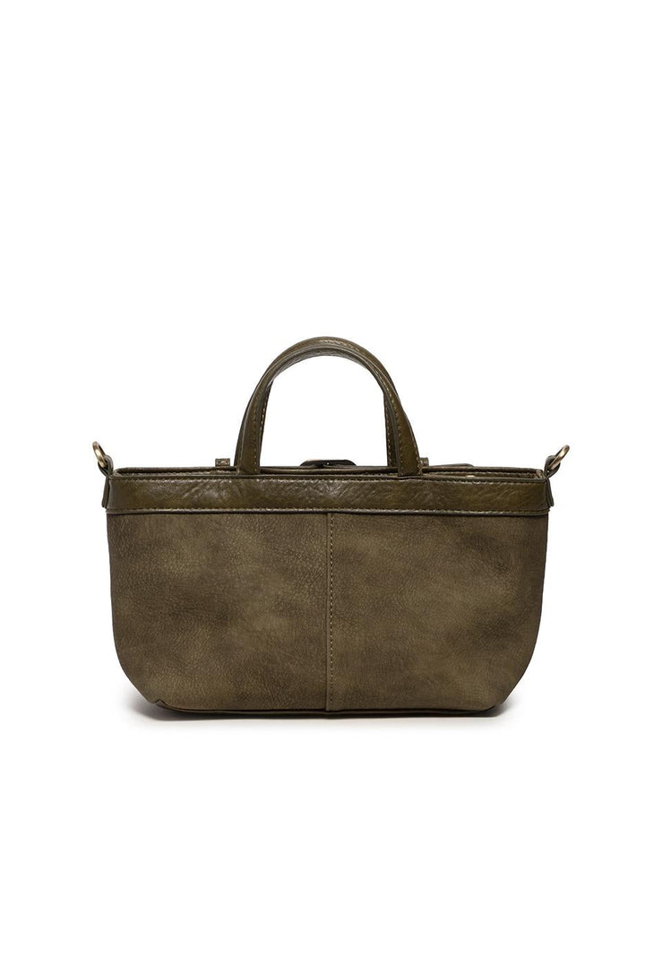 ASPYN DARK OLIVE SUEDED SMALL TOTE BAG