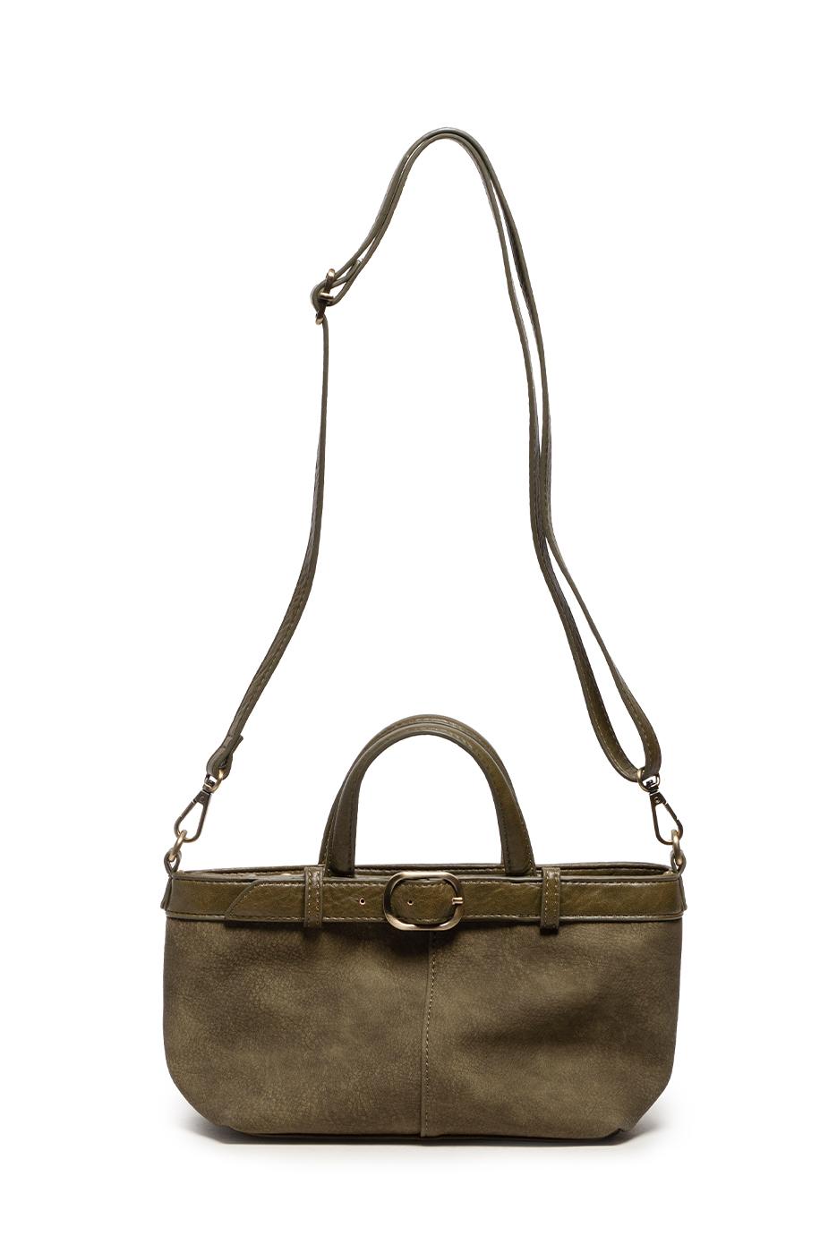 ASPYN DARK OLIVE SUEDED SMALL TOTE BAG