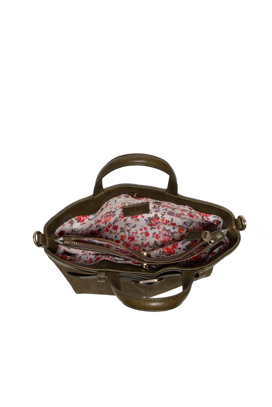 ASPYN DARK OLIVE SUEDED SMALL TOTE BAG