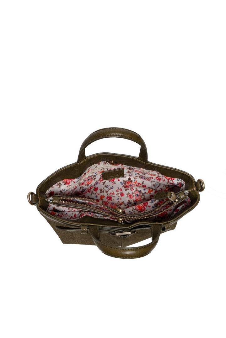 ASPYN DARK OLIVE SUEDED SMALL TOTE BAG