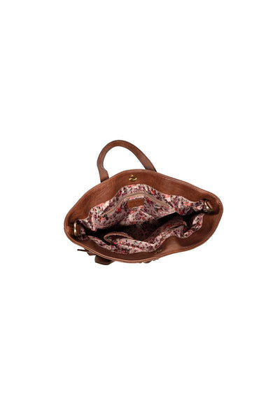 GENEVA TOFFEE SUEDED BELTED TOTE CROSSBODY BAG