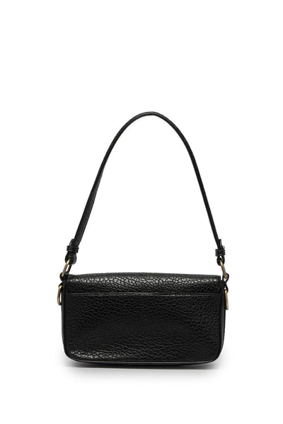 LEONA BLACK FLAP SHOULDER BAG