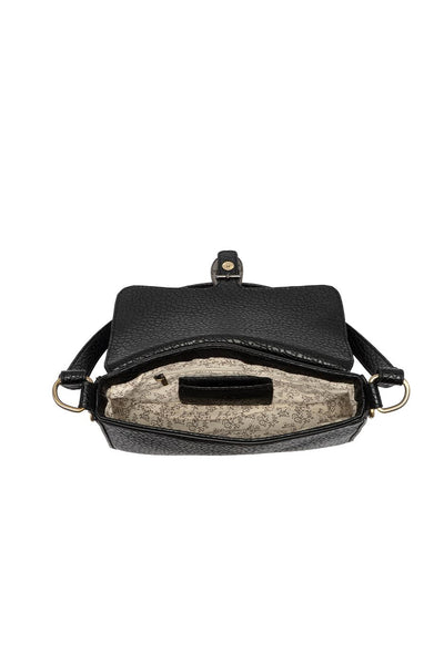 LEONA BLACK FLAP SHOULDER BAG