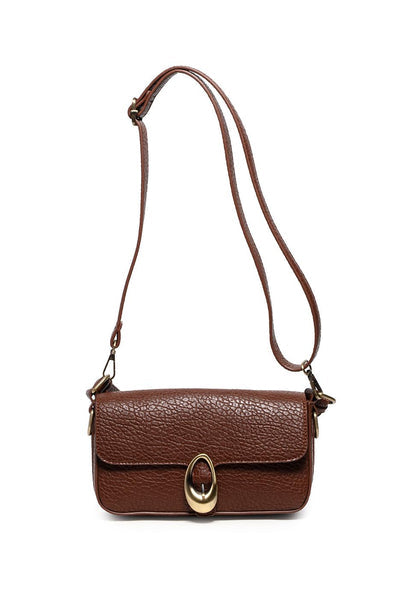 LEONA WALNUT FLAP SHOULDER BAG