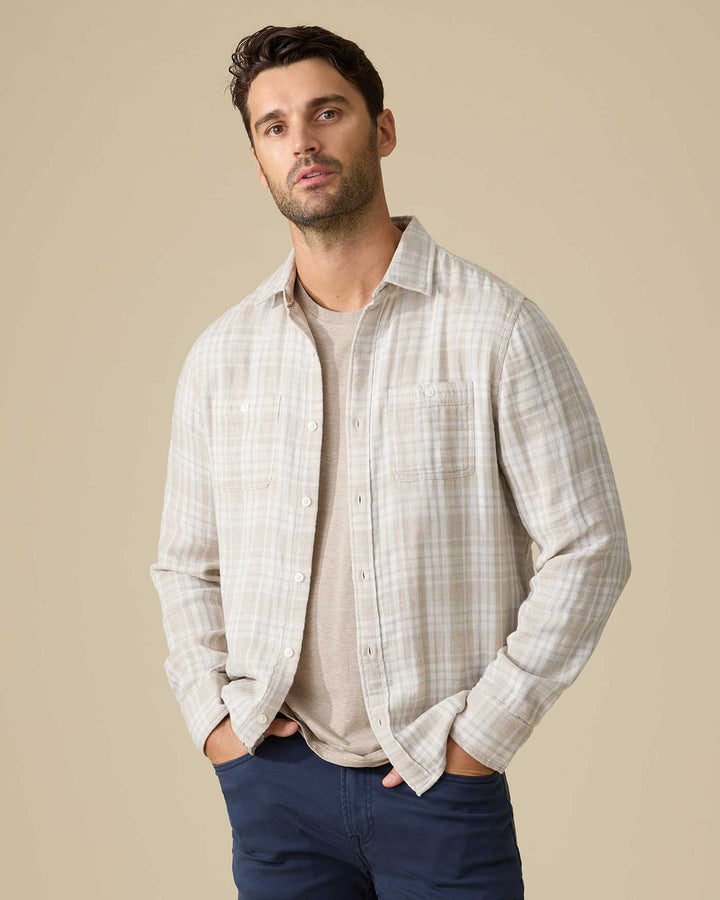 MEN'S TAUPE CHICAGO PLAID DOUBLE LAYER SHIRT
