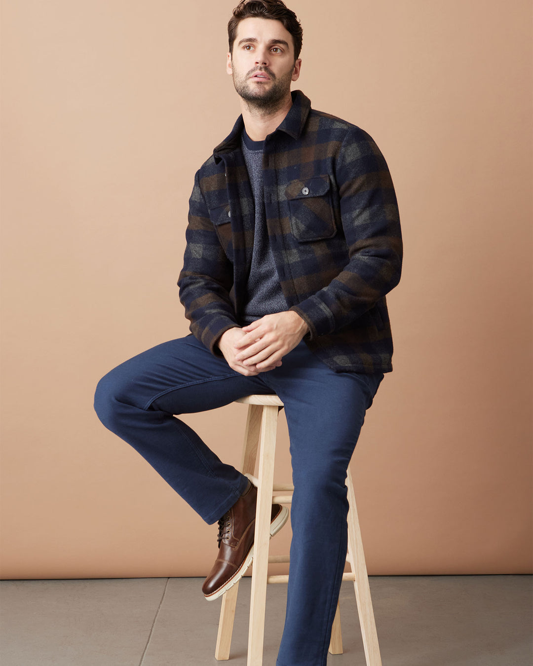 MEN'S NAVY MILBANK FLANNEL SHIRT JACKET