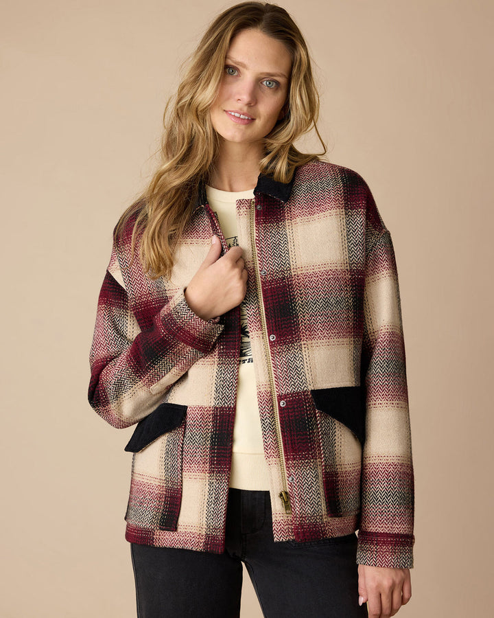 BLAKELY PLAID CHORE JACKET WITH CORD COLLAR