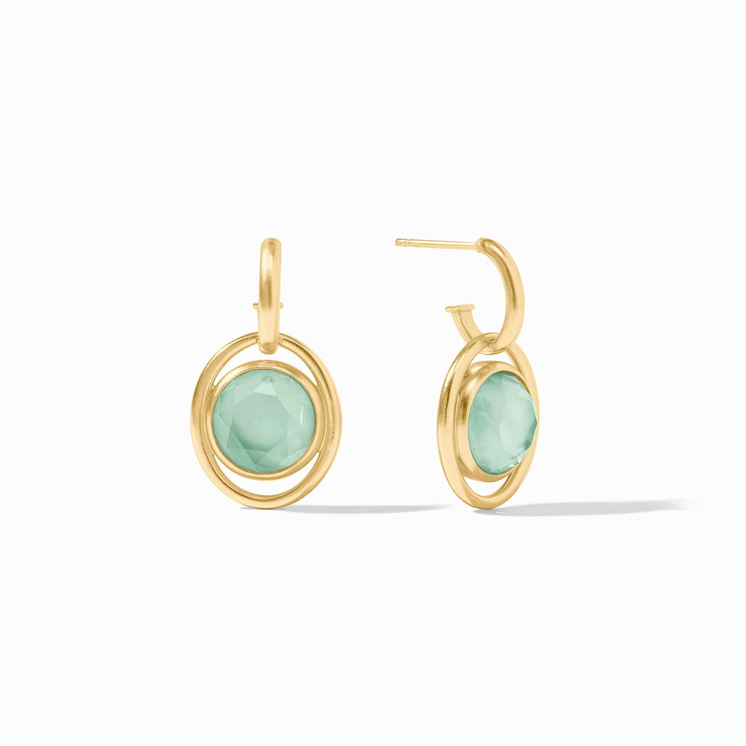 LAGUNA Iridescent Aquamarine Blue GOLD HOOP & CHARM EARRINGS