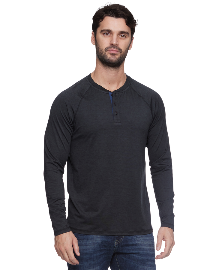 MEN'S CHARCOAL VICTORY PERFORMANCE HENLEY