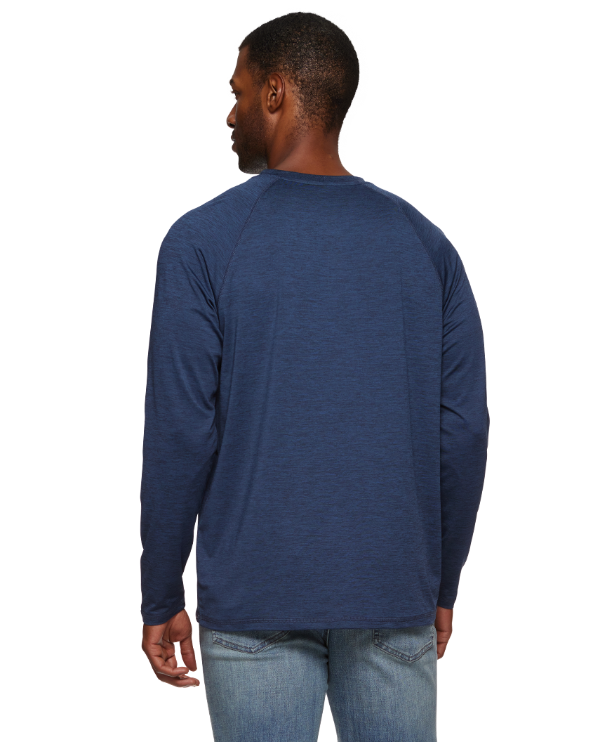 MEN'S NAVY HEATHER VICTORY PERFORMANCE HENLEY