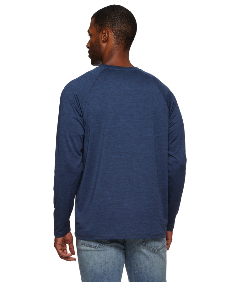 MEN'S NAVY HEATHER VICTORY PERFORMANCE HENLEY