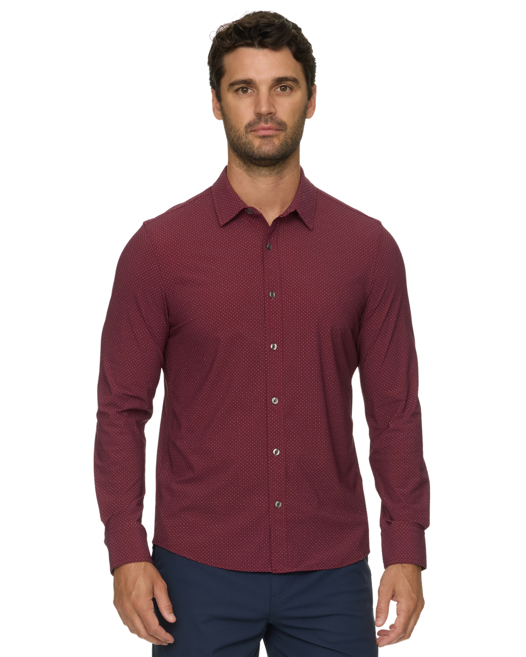 MEN'S MAROON LORETTO JOURNEY STRETCH WOVEN SHIRT