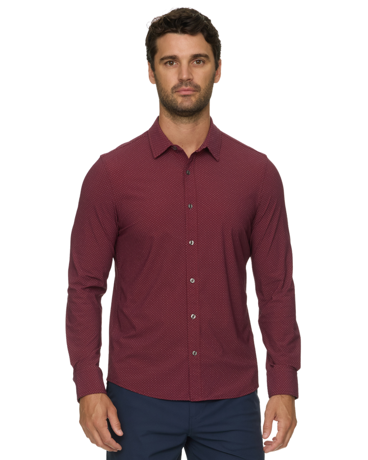 MEN'S MAROON LORETTO JOURNEY STRETCH WOVEN SHIRT