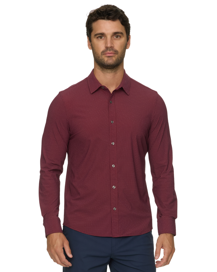 MEN'S MAROON LORETTO JOURNEY STRETCH WOVEN SHIRT
