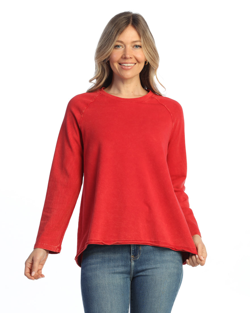 SCARLET MINERAL WASHED RAGLAN SLEEVE TOP
