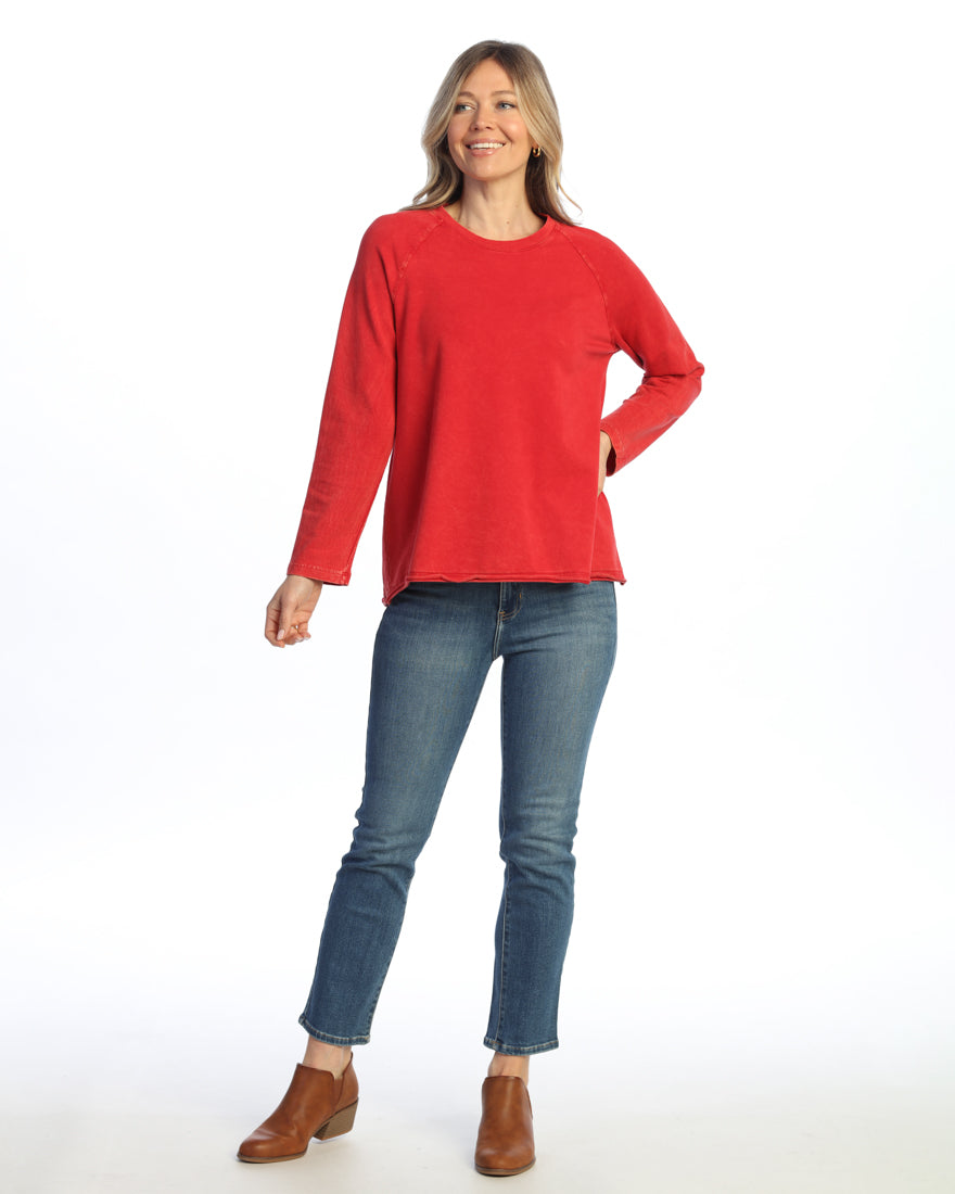 SCARLET MINERAL WASHED RAGLAN SLEEVE TOP
