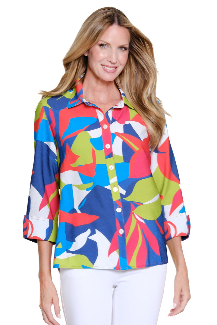 TURN UP 3/4 SLEEVE PRINT SHIRT

