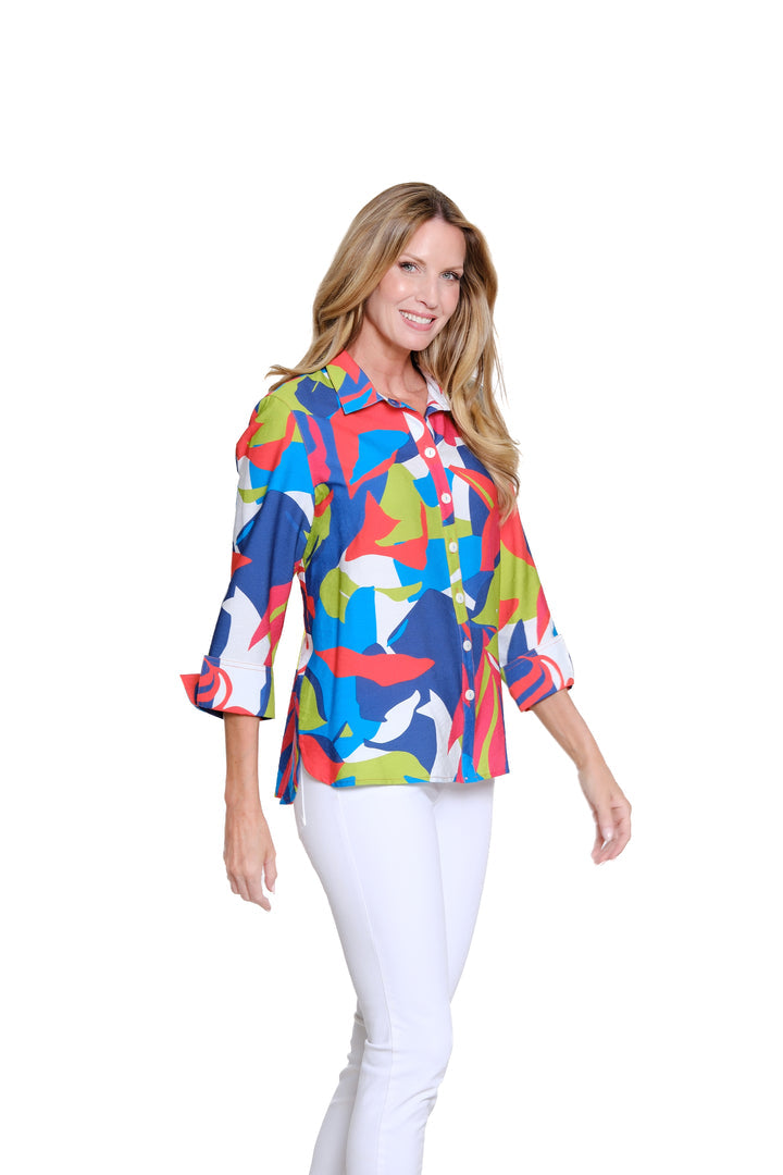 TURN UP 3/4 SLEEVE PRINT SHIRT