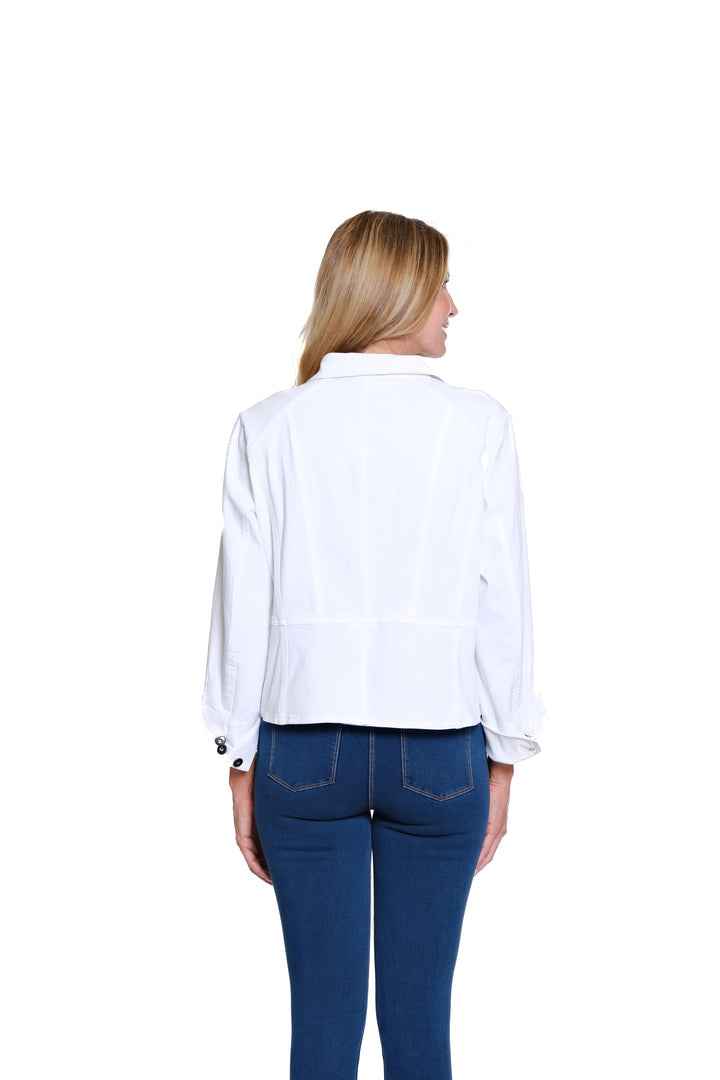 WHITE PEPLUM JEAN JACKET