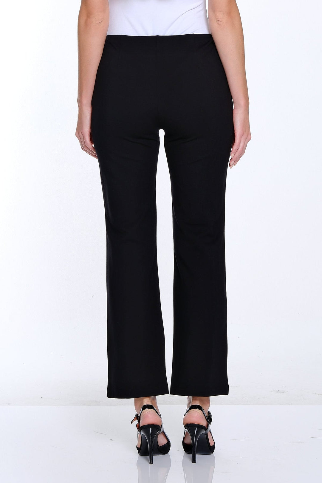 EMILY BLACK PINTUCK FLARE LEG KNIT ANKLE PANT