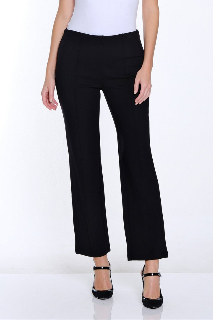 EMILY BLACK PINTUCK FLARE LEG KNIT ANKLE PANT