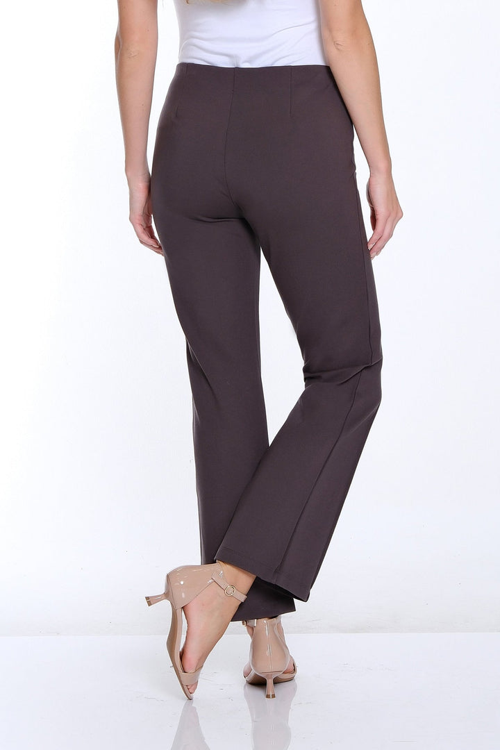 MID GREY PINTUCK FLARE LEG ANKLE PANT