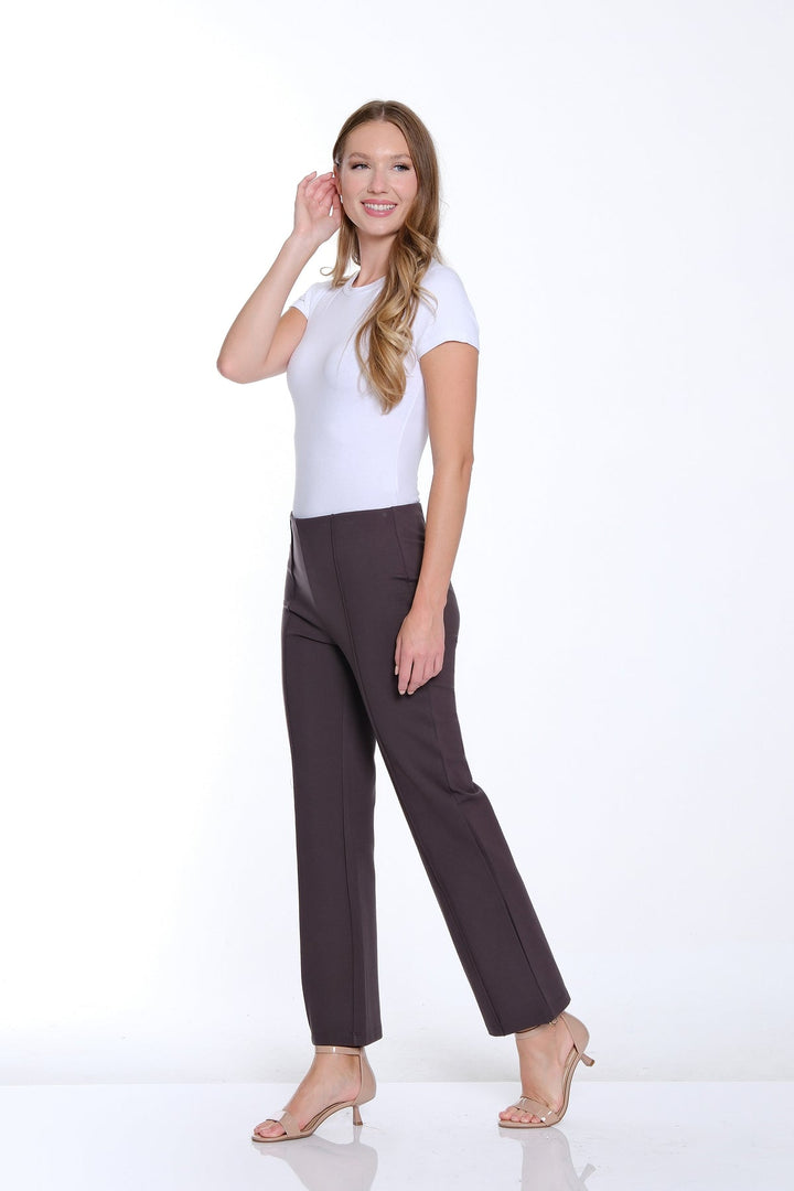 MID GREY PINTUCK FLARE LEG ANKLE PANT