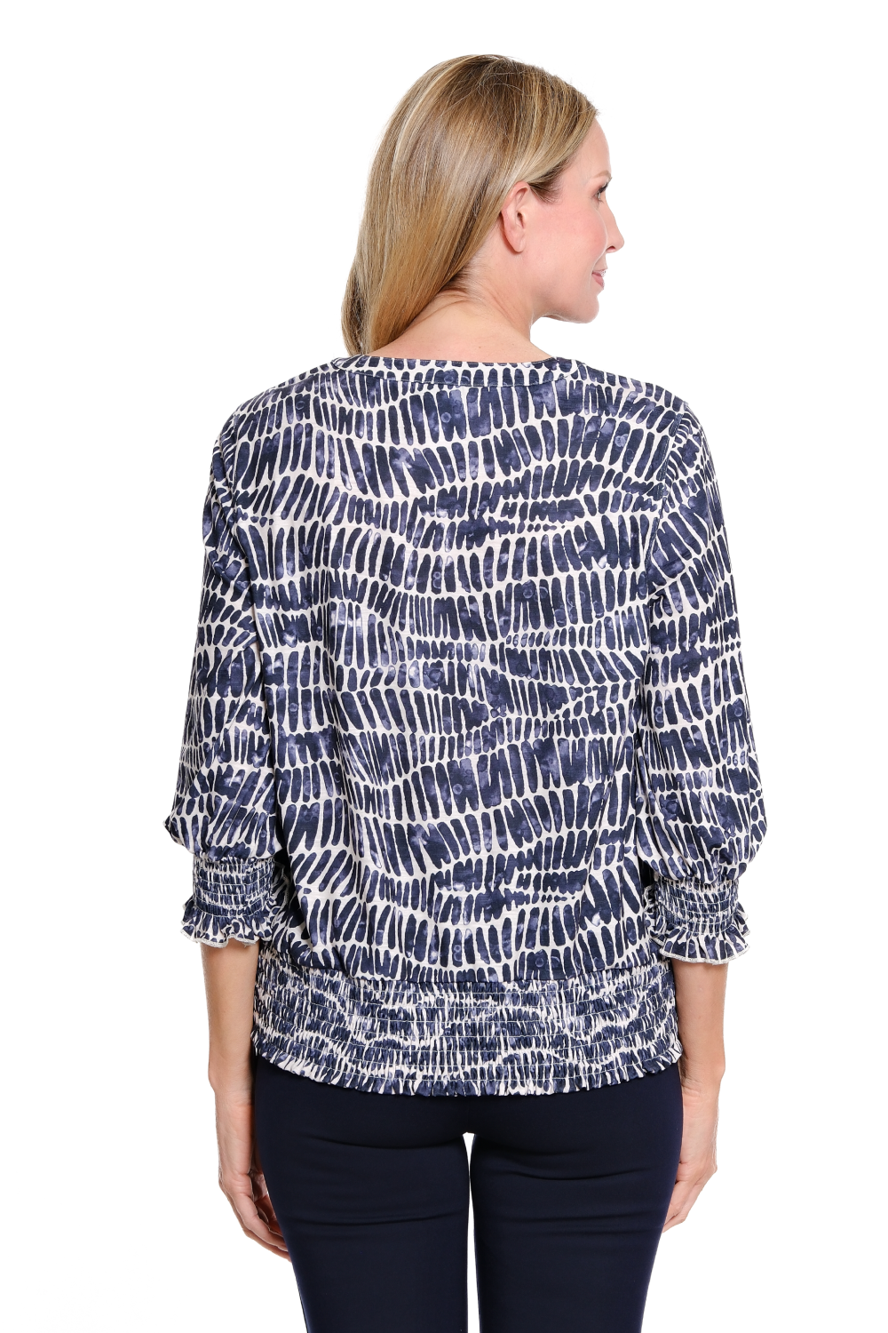 MALLORY MIDNIGHT 3/4 SLEEVE BUTTON FRONT SHIRT