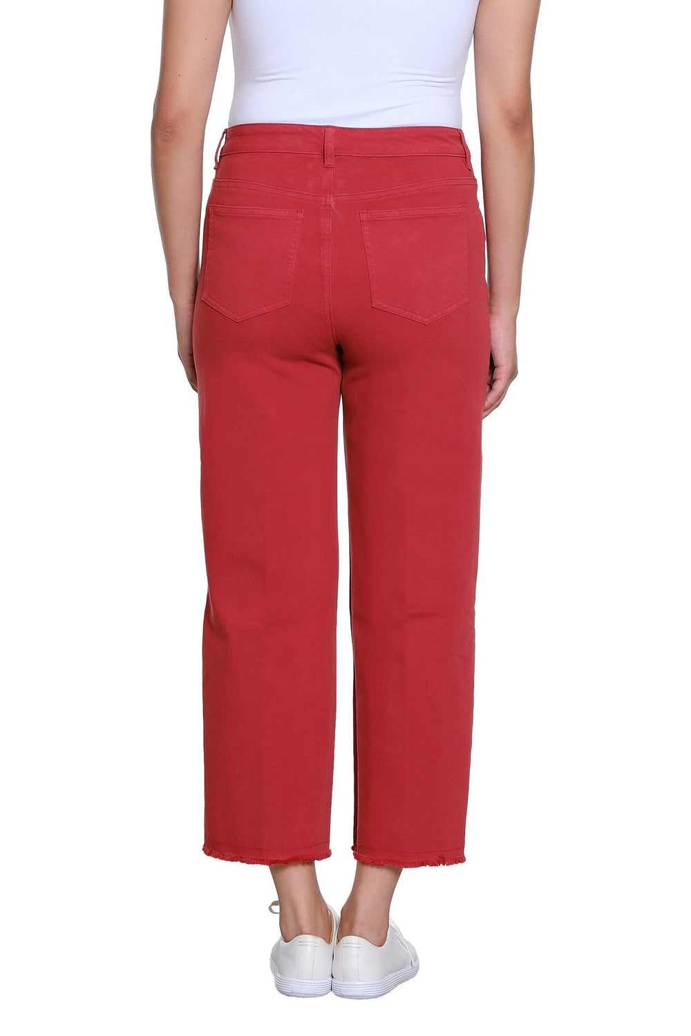 ADA BRICK 5 POCKET WOVEN CROP JEAN W/ FRINGE HEM
