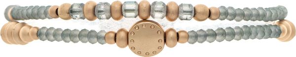 Gold Grey Bead Narrow Magnetic Bracelet
