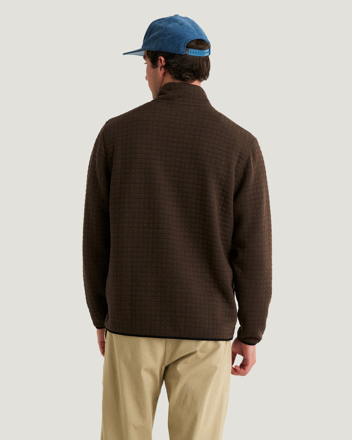 MEN'S HEATHER DARK BROWN DOWNVALLEY QUARTER ZIP