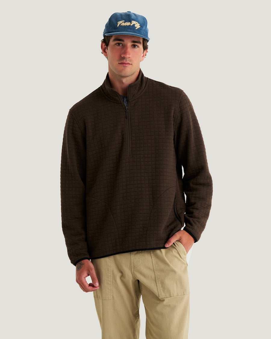 MEN'S HEATHER DARK BROWN DOWNVALLEY QUARTER ZIP
