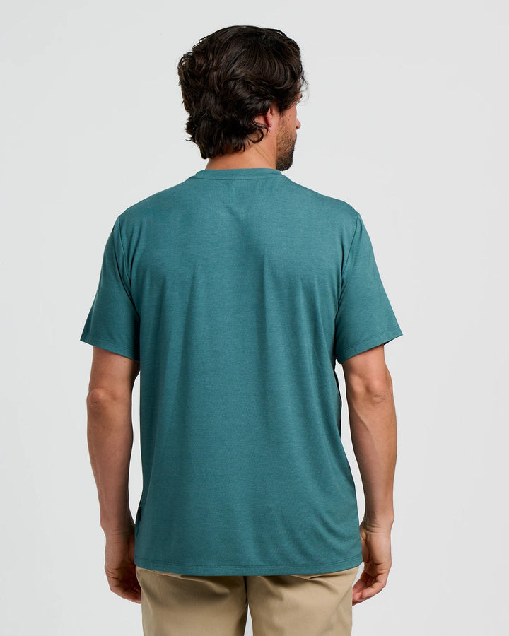 MEN'S HEATHER SEA PINE FLEX  POCKET TEE