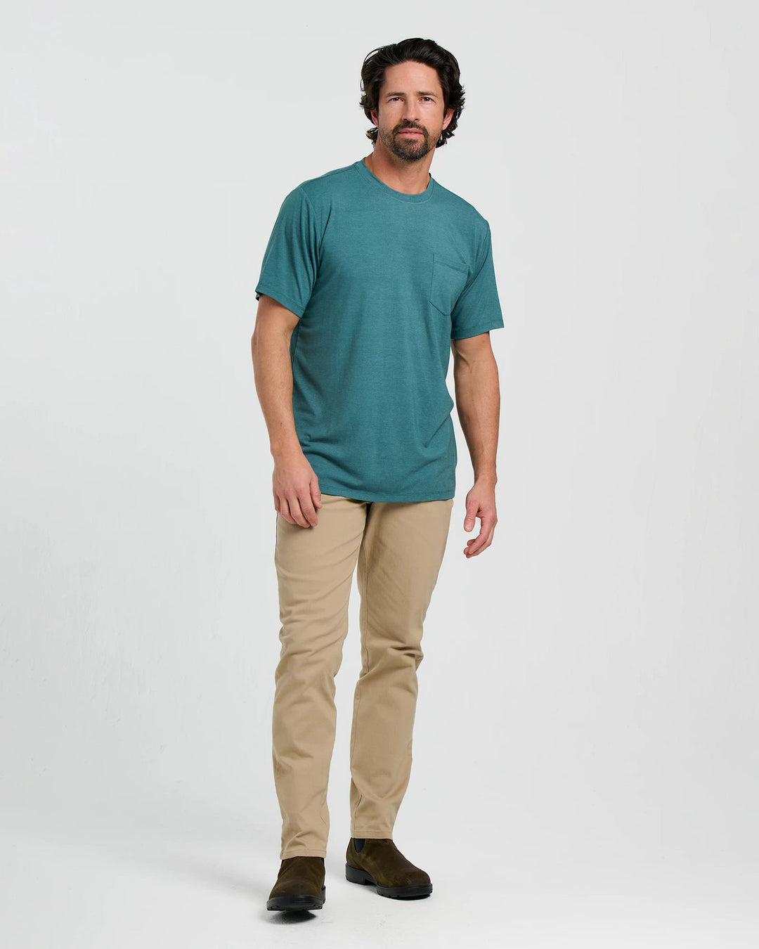 MEN'S HEATHER SEA PINE FLEX  POCKET TEE