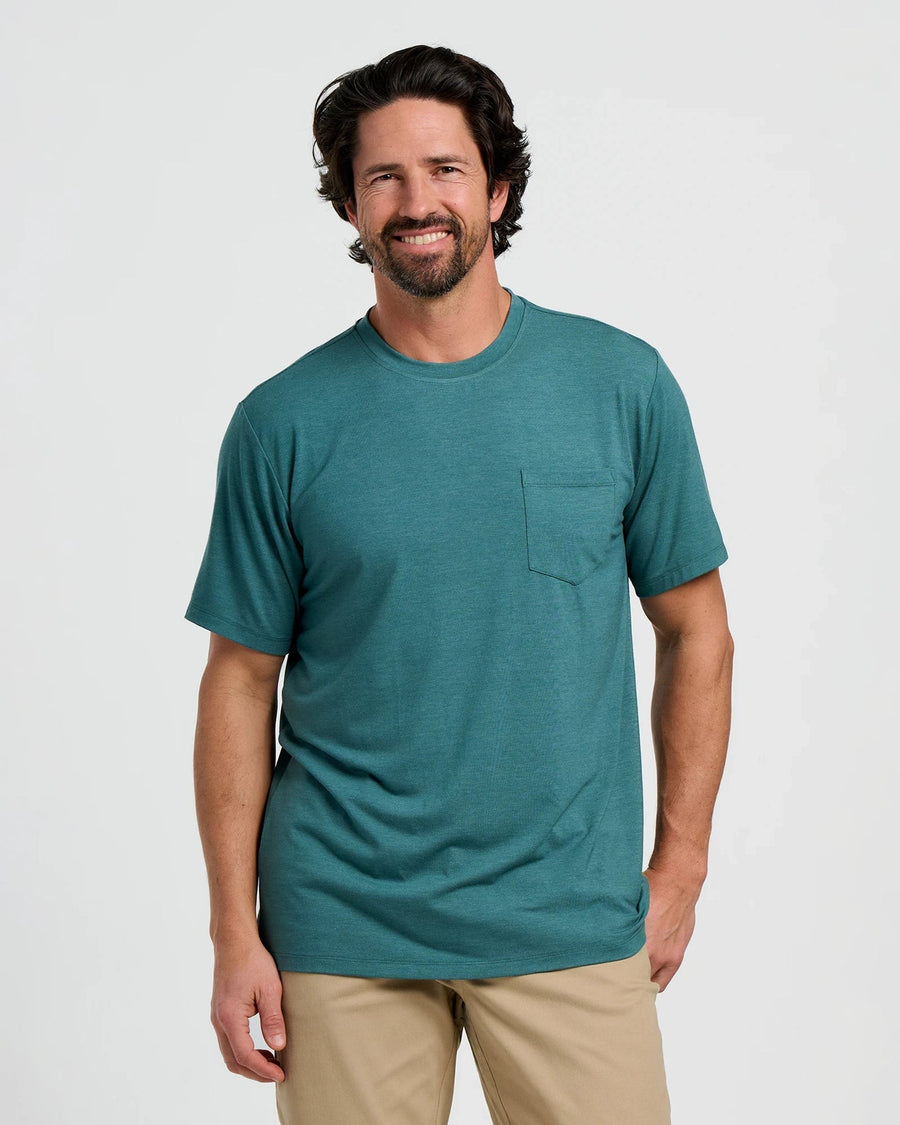 MEN'S HEATHER SEA PINE FLEX  POCKET TEE
