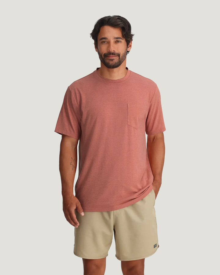 MEN'S HEATHER RED CLAY FLEX POCKET TEE