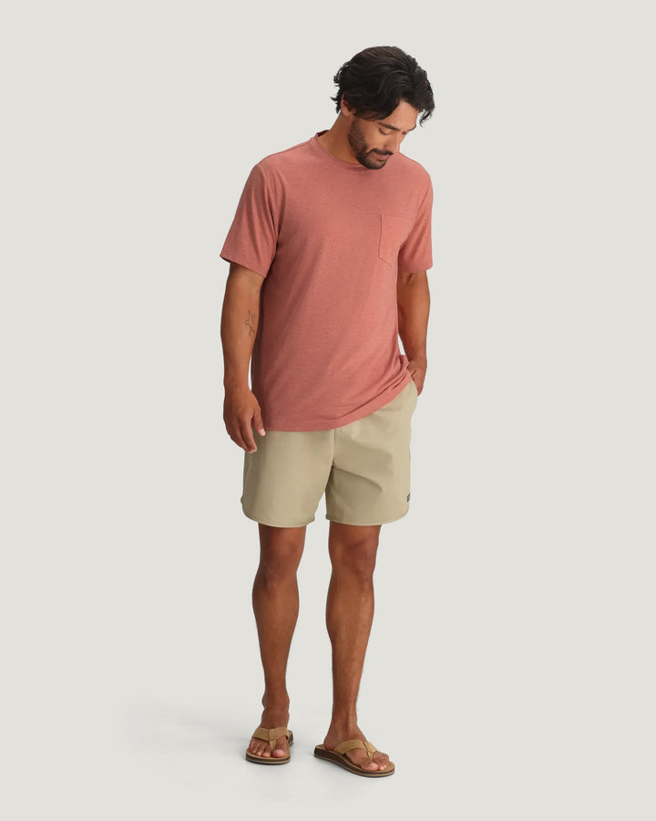 MEN'S HEATHER RED CLAY FLEX POCKET TEE