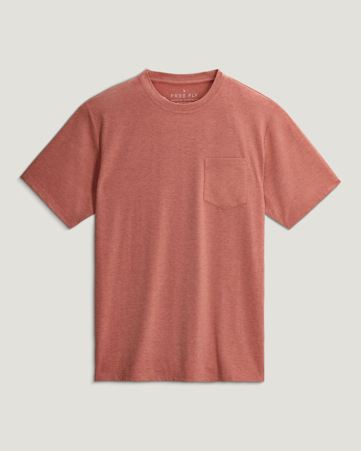 MEN'S HEATHER RED CLAY FLEX POCKET TEE