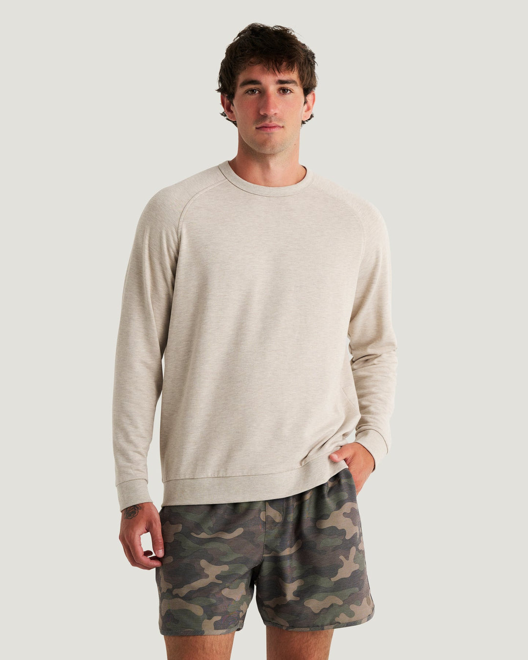 MEN'S DESERT TAN BAMBOO LIGHTWEIGHT FLEECE CREW