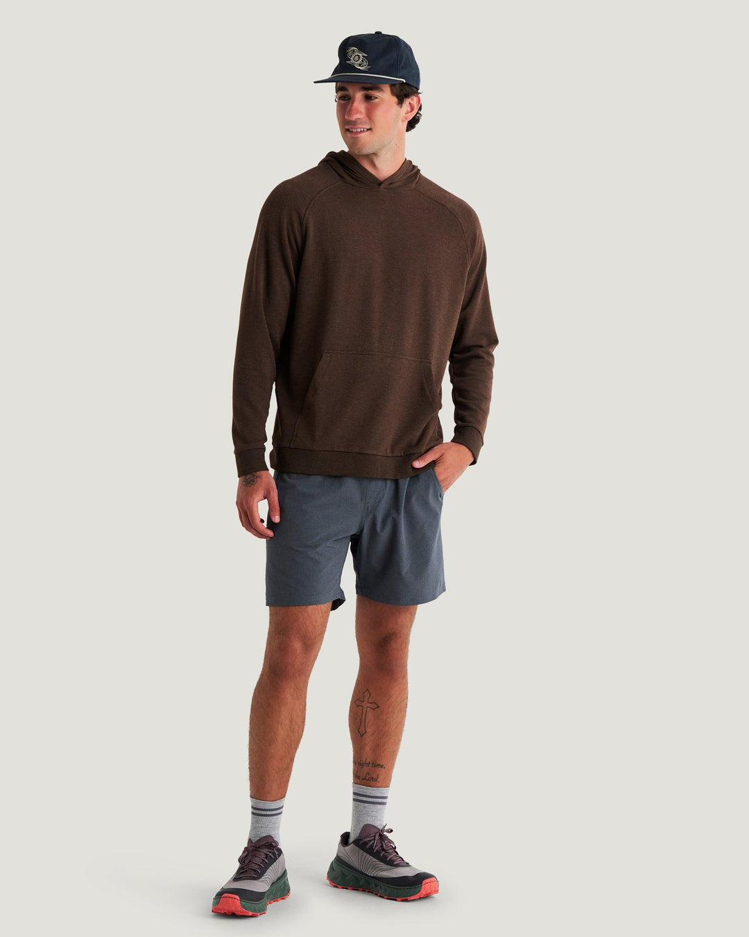 MEN'S HEATHER DARK BROWN BAMBOO LIGHTWEIGHT FLEECE HOODIE