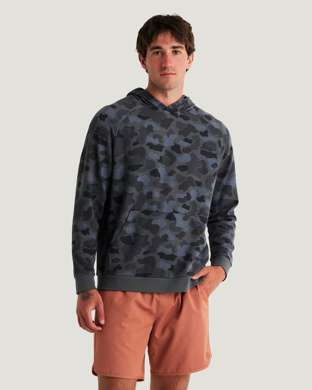 MEN'S BAMBOO VINTAGE BLACK CAMO LIGHTWEIGHT FLEECE HOODIE