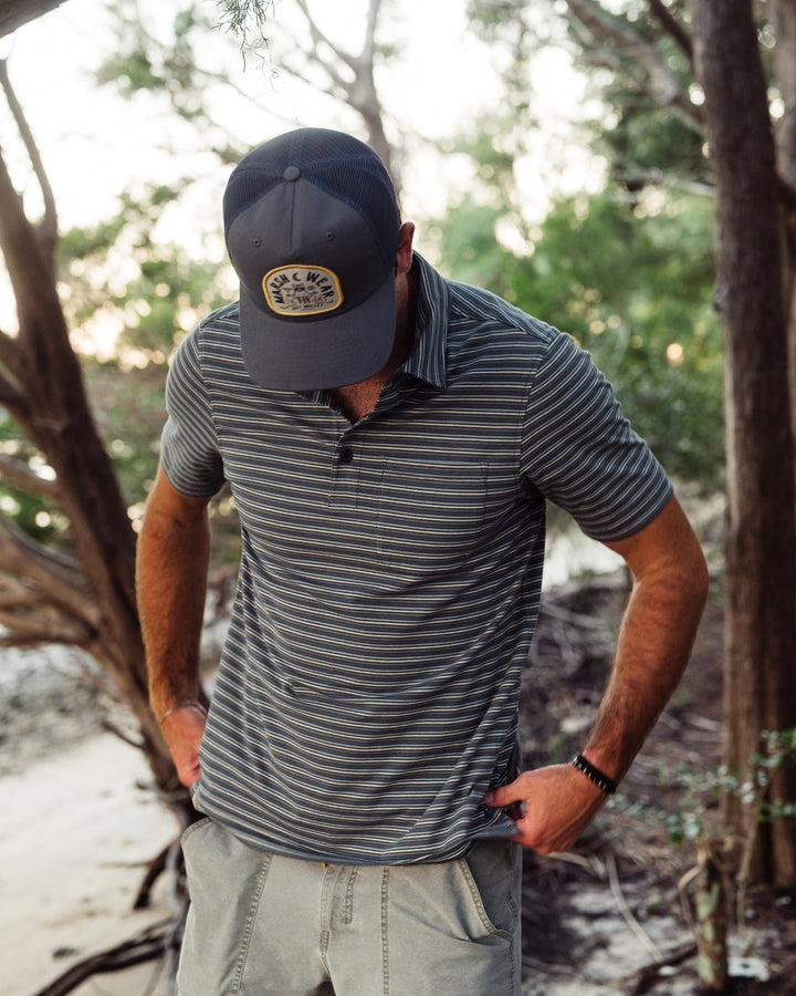 PAWLEYS CHARCOAL STRIPE POLO SHIRT