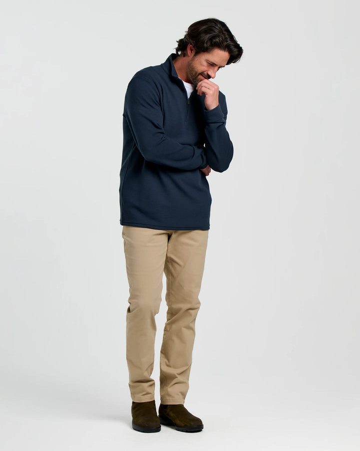MEN'S NAVY WAFFLE QUARTER ZIP