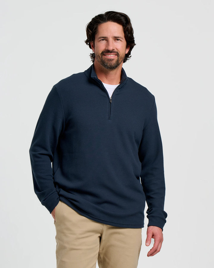 MEN'S NAVY WAFFLE QUARTER ZIP