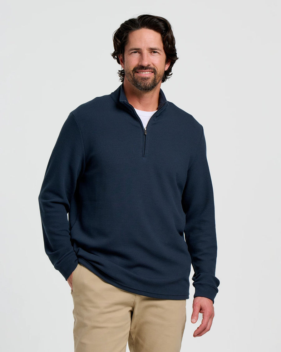 MEN'S NAVY WAFFLE QUARTER ZIP
