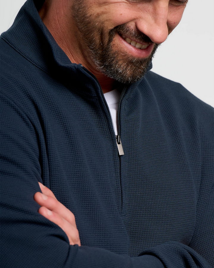 MEN'S NAVY WAFFLE QUARTER ZIP