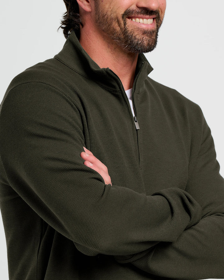 MEN'S DARK FOREST WAFFLE QUARTER ZIP