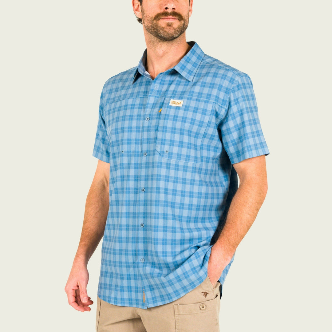 MEN'S LENWOOD BLUE HEAVEN CHECK TECH SHORTSLEEVE SHIRT